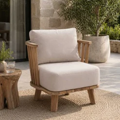 Gescova Gartenstuhl Fez - Teakholz mit Heritage Papyrus Kissen -