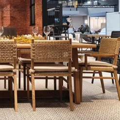 Gescova Gartenstuhl Minoli - recyceltes Teakholz, Seil , mit Kissen