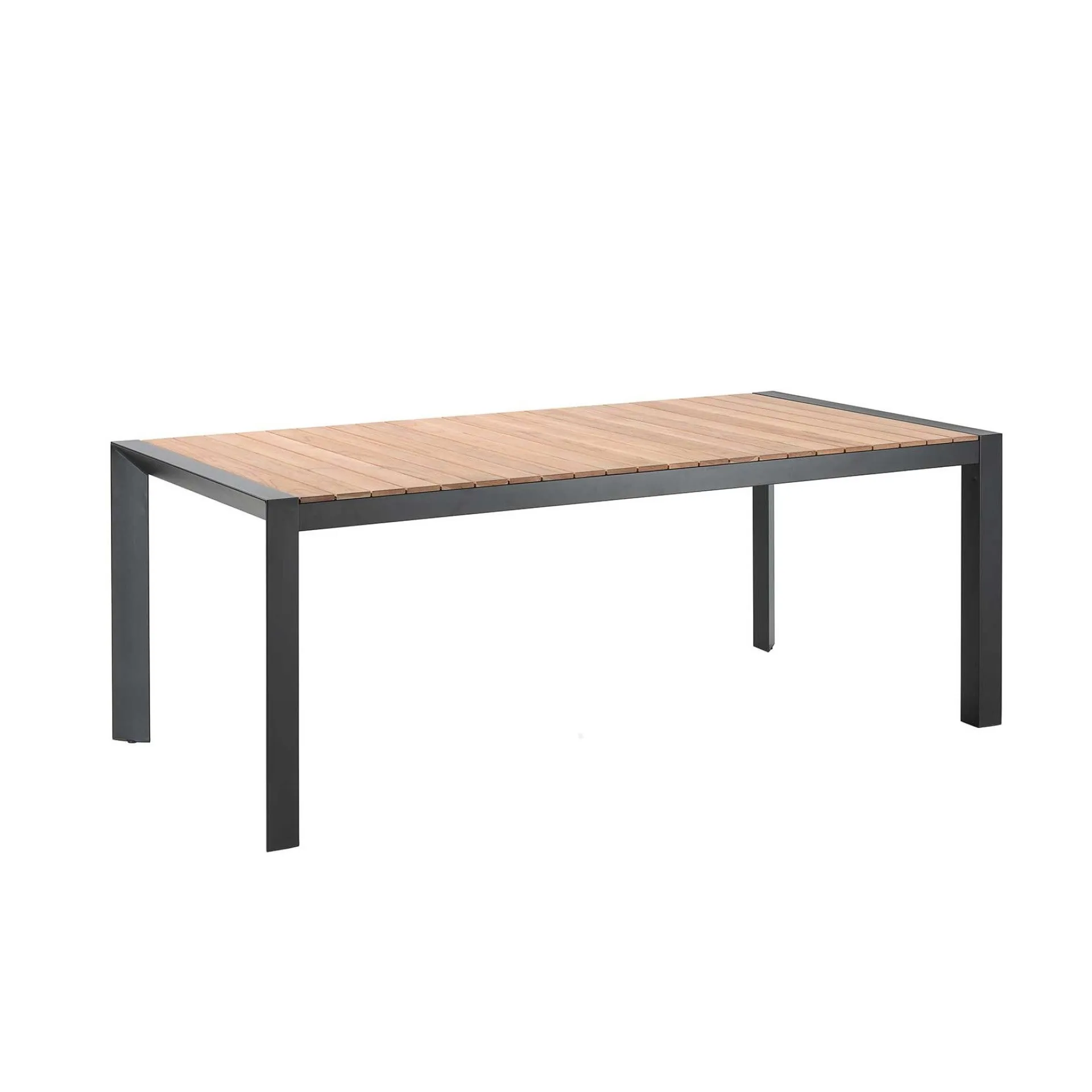 Gescova Gartentisch Braga - Aluminium Schwarz mit Teakholz 202x100cm