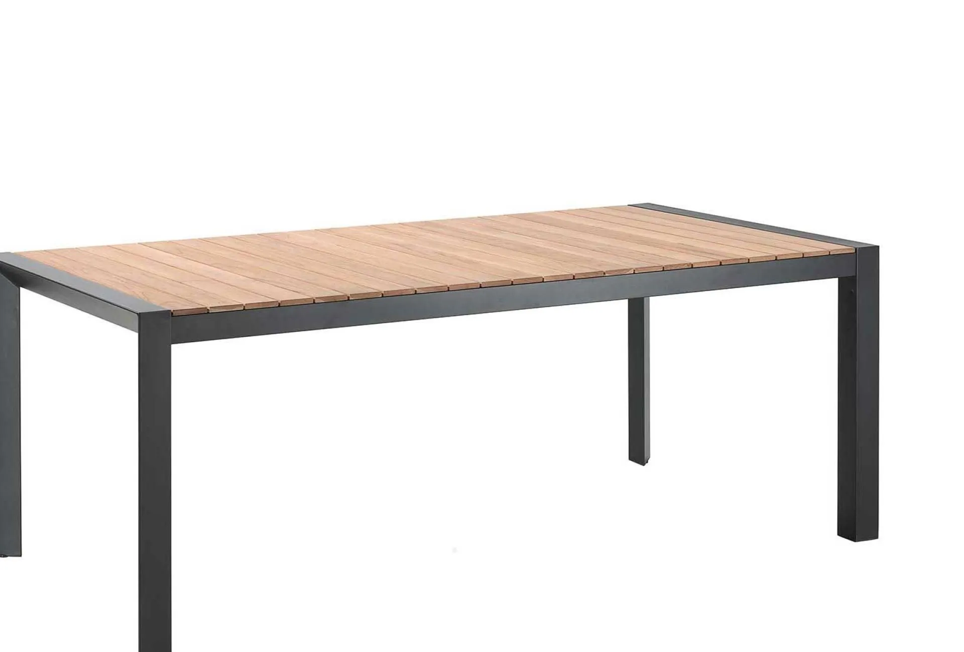 Gescova Gartentisch Braga - Aluminium Schwarz mit Teakholz 202x100cm