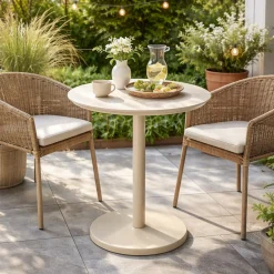 Gescova Gartentisch Cardiff - Aluminium & Keramik - Ø70x75cm - /Travertin