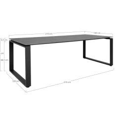House Nordic Gartentisch Denver - 210x100x75 cm - grau/schwarz