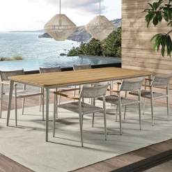 Gescova Gartentisch Jack 240x100x76cm - Teakholz & Aluminium - Braun/Grau