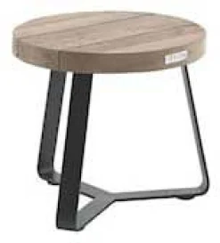 Gescova Gartentisch Margarite Ø40 - - Stahl & Teakholz - Schwarz/Natur