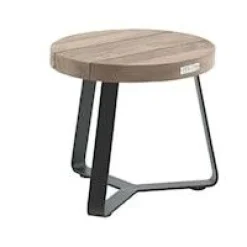 Gescova Gartentisch Margarite Ø40 - - Stahl & Teakholz - Schwarz/Natur