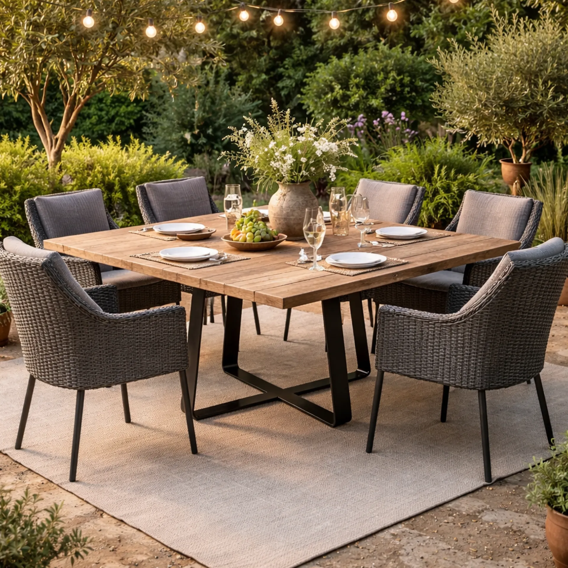 Gescova Gartentisch Margarite - Teakholz & Eisen - 150x150 cm -