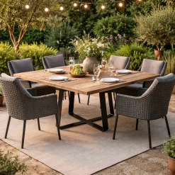 Gescova Gartentisch Margarite - Teakholz & Eisen - 150x150 cm -