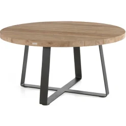 Gescova Gartentisch Margarite Ø130 - Stahl & Teakholz - Braun/Schwarz