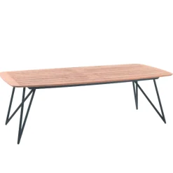 Gescova Gartentisch Talinn - Teakholzplatte, verzinkter Stahl - 250x110 cm - Schwarz/Braun