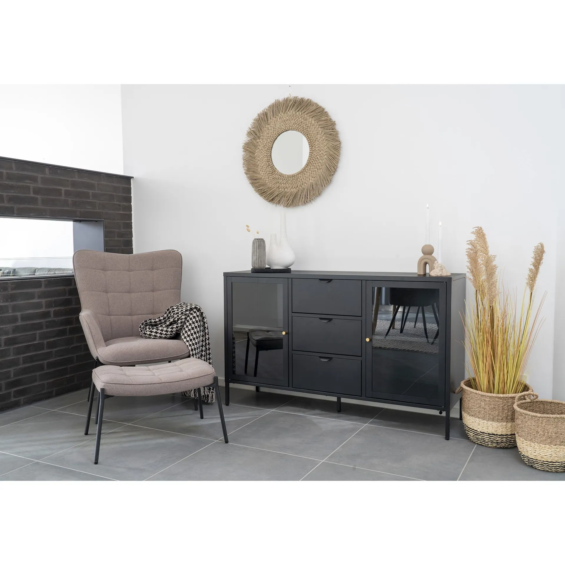 House Nordic Glasgow Fußhocker - 41x61x36cm - stein