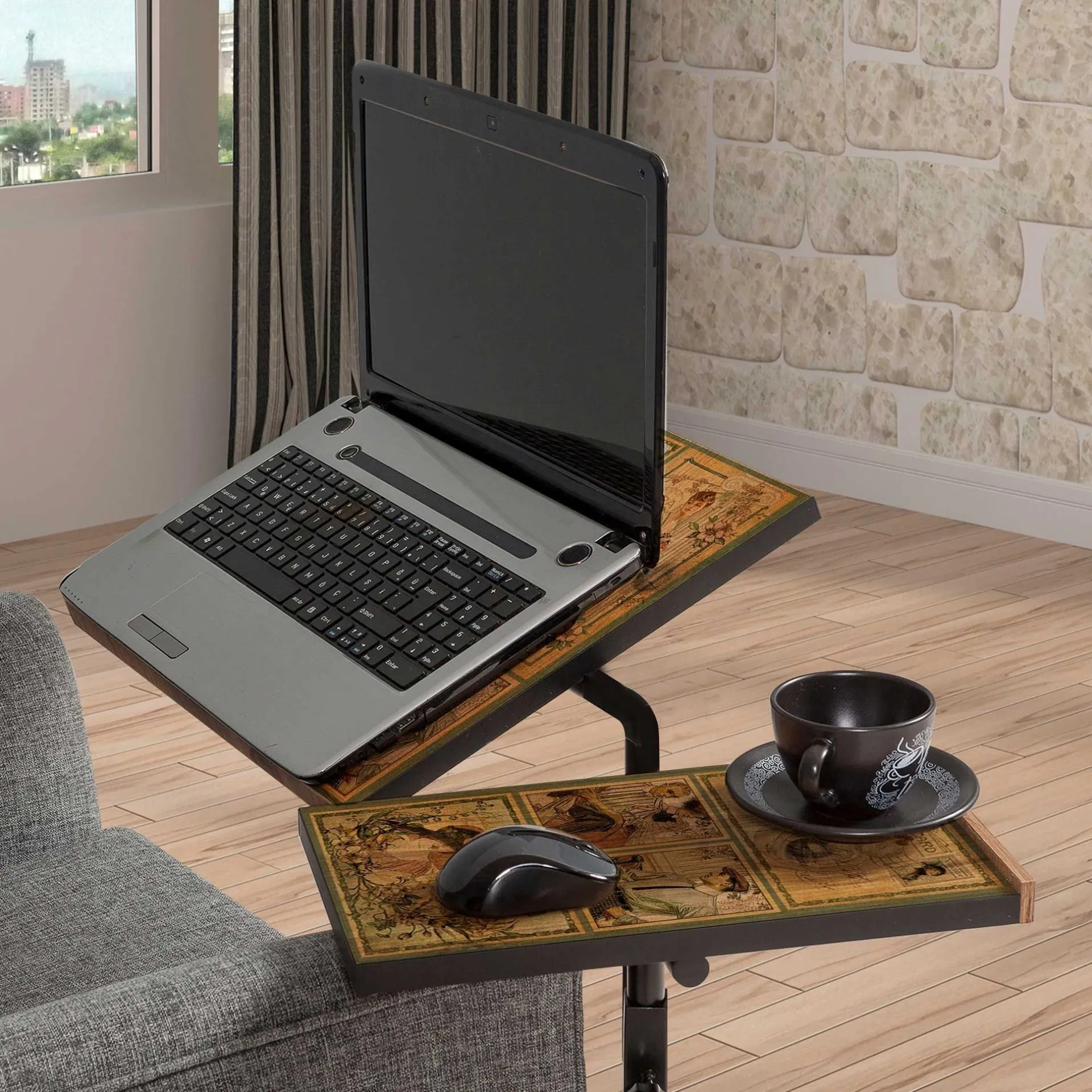 Emob Glen Laptop-Stehpult | 100 % MELAMIN | Atlantische Kiefer, Schwarz