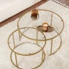 Emob Gold-Transparent Couchtisch-Set | GEHÄRTETES GLAS | Gold