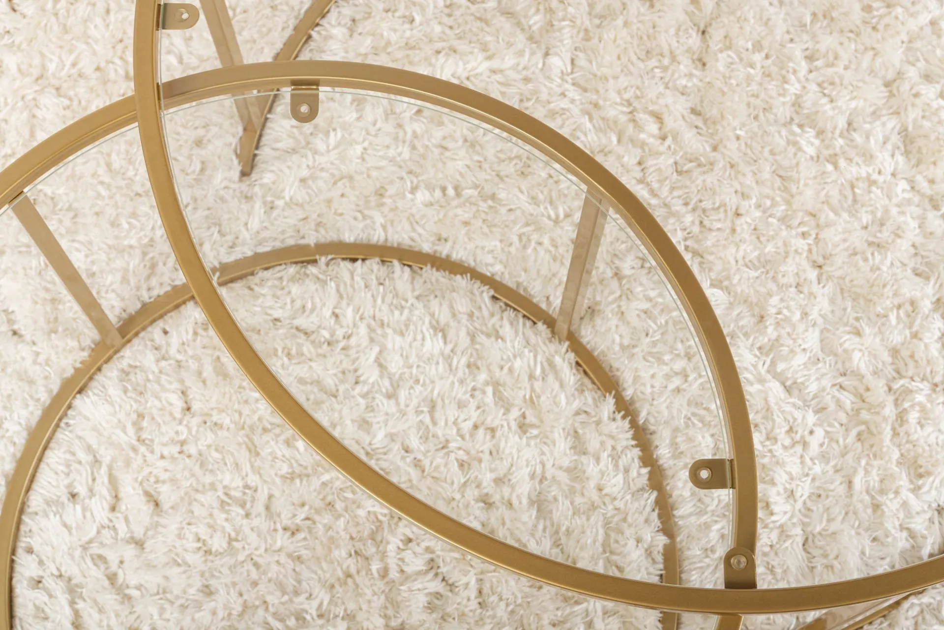 Emob Gold-Transparent Couchtisch-Set | GEHÄRTETES GLAS | Gold