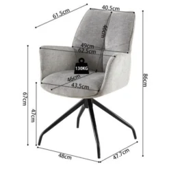 Rousseau er Drehsessel 'Lamor' | Stoff und Metallbeine | 86 x 62,5 x 61,5 cm
