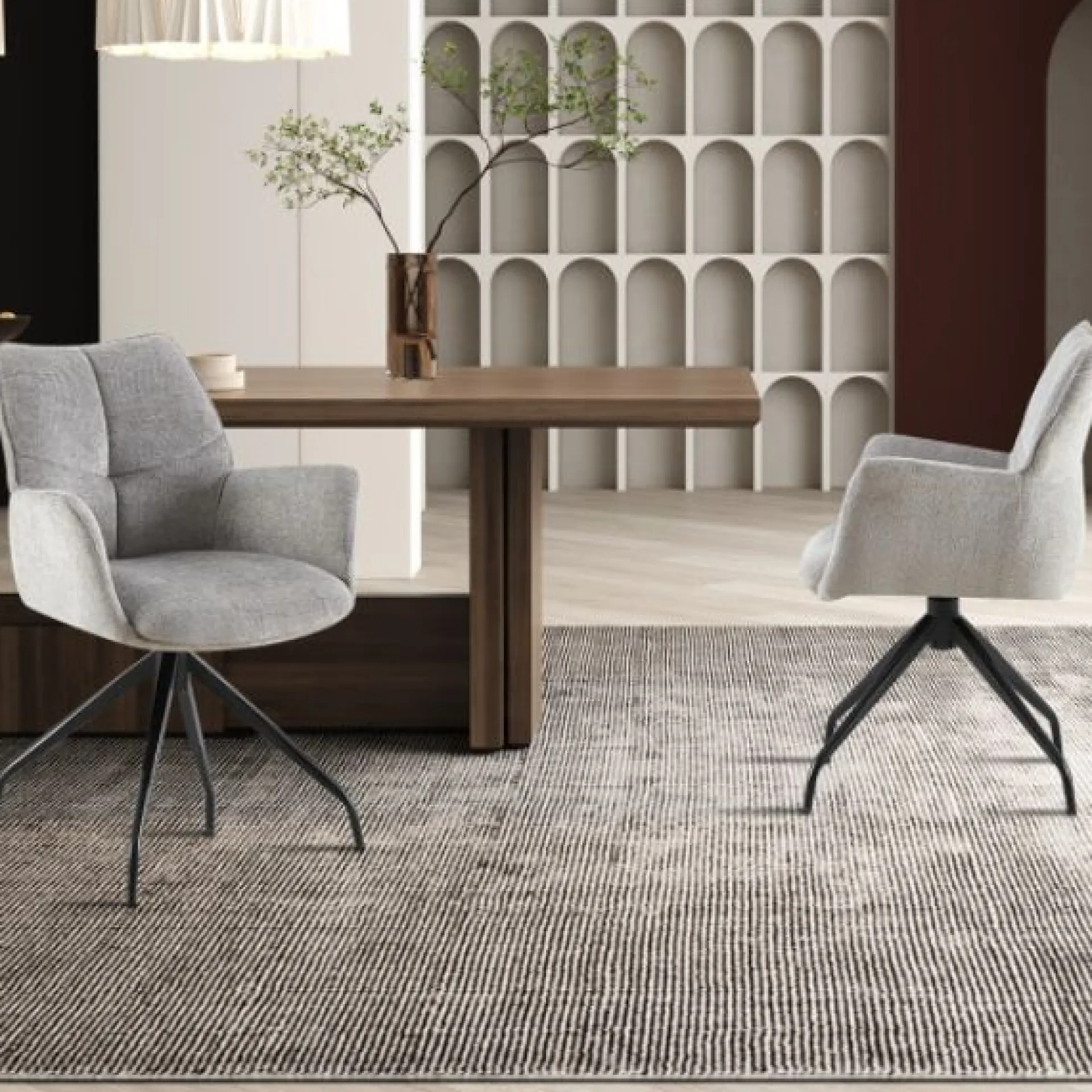 Rousseau er Drehsessel 'Lamor' | Stoff und Metallbeine | 86 x 62,5 x 61,5 cm