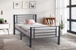Graues Metallbett Sammy 90x200 | Rahmen 97x210 | H-H 80
