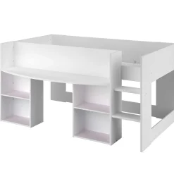 Habhochbett Rue 90x200 mit Schreibtisch - weiß/grau oder weiß/rosa