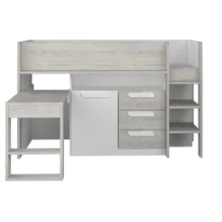 Halbhochbett Beau 90x200 mit Schreibtisch - weiß