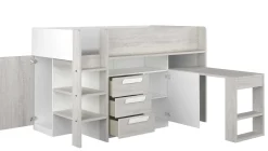 Halbhochbett Beau 90x200 mit Schreibtisch - weiß