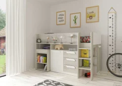 Halbhochbett Beau 90x200 mit Schreibtisch - weiß