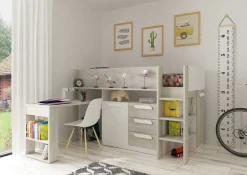 Halbhochbett Beau 90x200 mit Schreibtisch - weiß