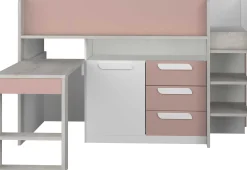 Halbhochbett Beau 90x200 mit Schreibtisch - altrosa