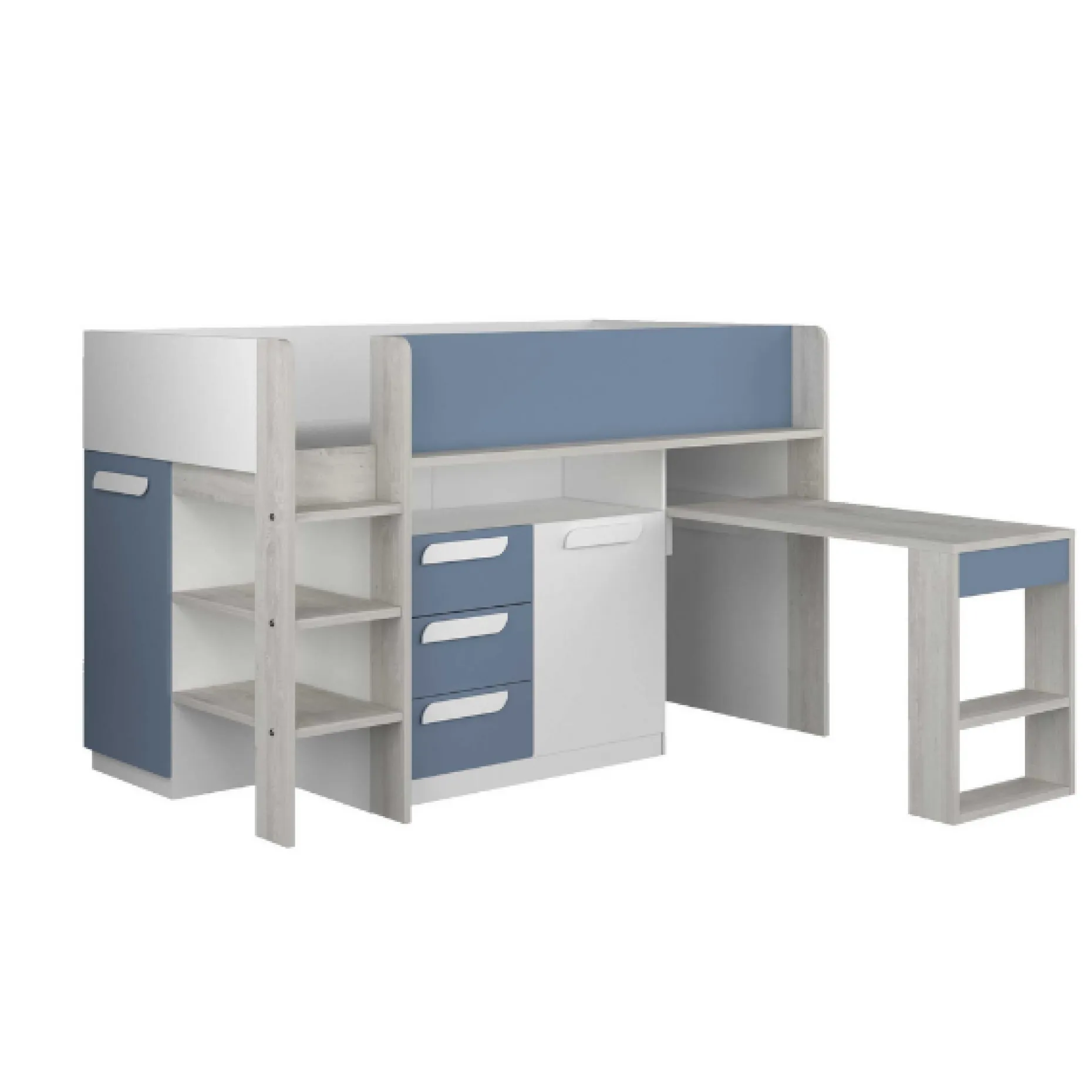 Halbhochbett Beau 90x200 mit Schreibtisch - dunkelblau