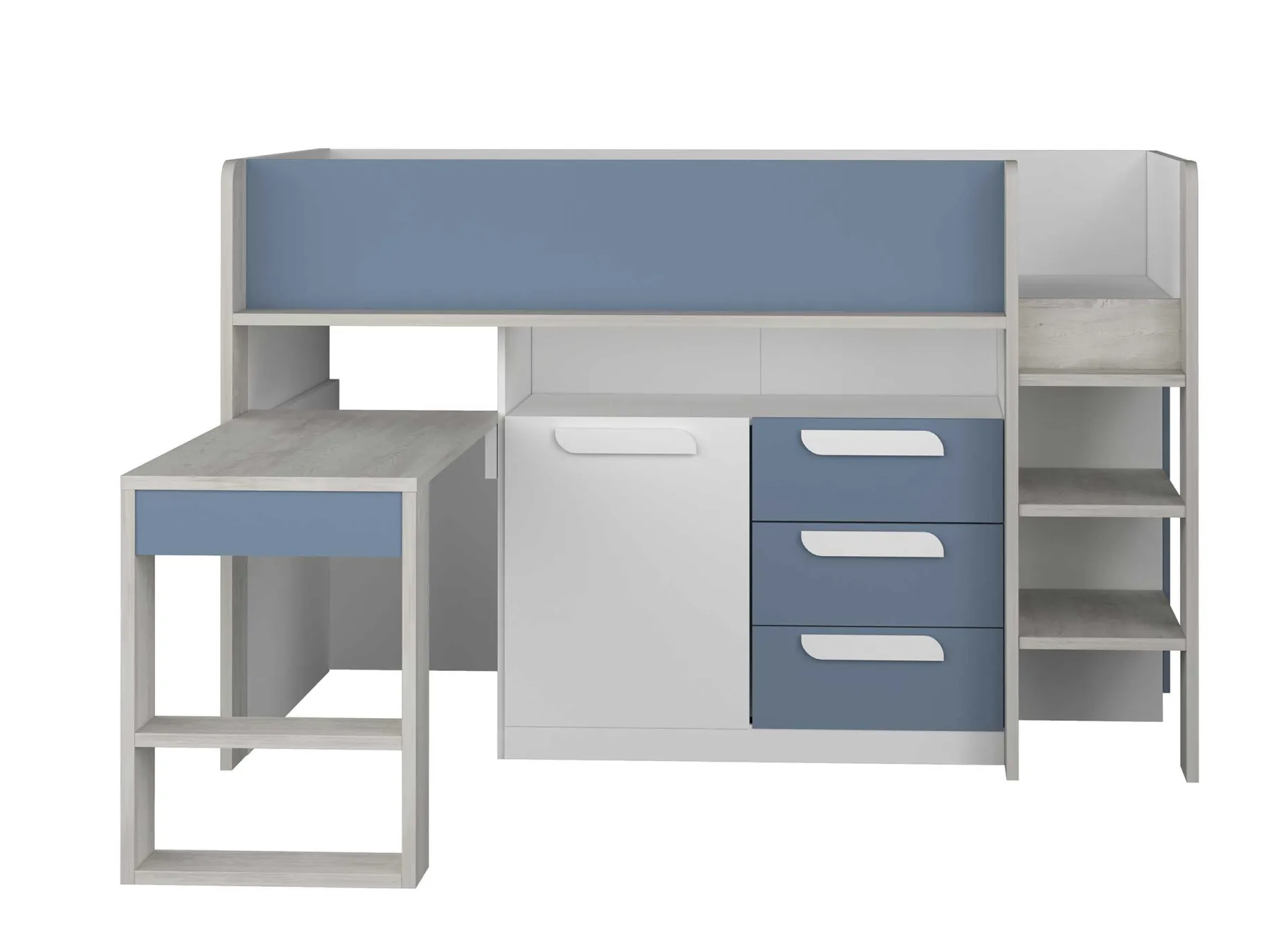 Halbhochbett Beau 90x200 mit Schreibtisch - dunkelblau