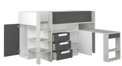 Halbhochbett Beau 90x200 mit Schreibtisch - Farbton grau