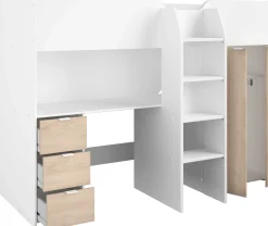Halbhochbett Bett Neda 90x200cm - weiß/Eiche Dekor