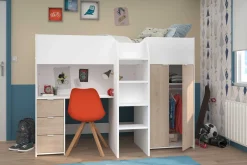 Halbhochbett Bett Neda 90x200cm - weiß/Eiche Dekor