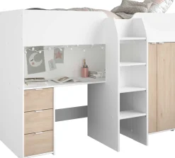 Halbhochbett Bett Neda 90x200cm - weiß/Eiche Dekor