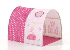 Halbhochbett Charlotte mit Bettzelt und Betttunnel Princess II - Kieferholz