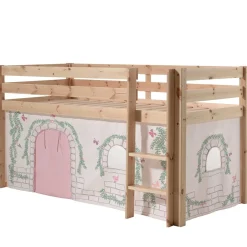 Halbhochbett Charlotte mit Bettzelt Birdy - Kieferholz