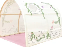Halbhochbett Charlotte mit Bettzelt und Betttunnel Birdy - kieferholz