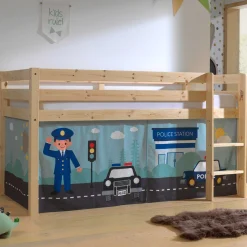 Halbhochbett Charlotte mit Bettzelt Police - Kieferholz