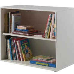 Halbhochbett Charlotte mit Regal, Schreibtisch, Bibliothek und Kommode - weiß