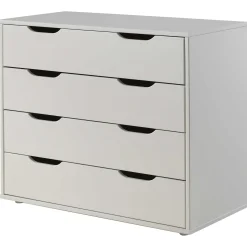 Halbhochbett Charlotte mit Regal, Schreibtisch, Kommode und Kommode - weiß