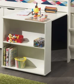 Halbhochbett Charlotte mit Regal, Schreibtisch und Kommode - weiß