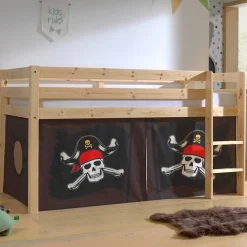 Halbhochbett Charlotte mit Schlafzelt Caribbean Pirates - Kieferholz