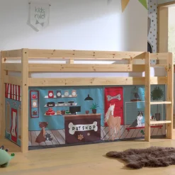 Halbhochbett Charlotte mit Schlafzelt Pet Shop - Kieferholz