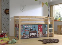 Halbhochbett Charlotte mit Schlafzelt Pet Shop - Kieferholz