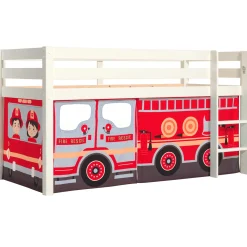 Halbhochbett Charlotte mit Schlafzelt Feuerwehrfahrzeug - weiß