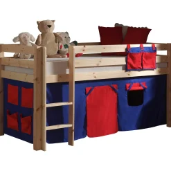 Halbhochbett Charlotte mit Spielzelt Domino - Kieferholz