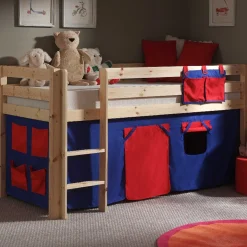 Halbhochbett Charlotte mit Spielzelt Domino - Kieferholz