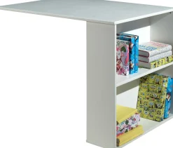 Halbhochbett Charlotte mit Schreibtisch und Regalen - weiß