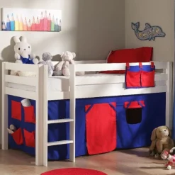 Halbhochbett Charlotte weiß mit Spielzelt Domino