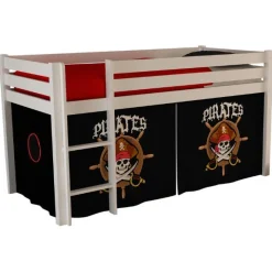 Halbhochbett Charlotte weiß mit Piratenspielzelt
