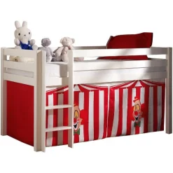 Halbhochbett Charlotte weiß mit Spielzelt Zirkus