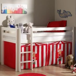 Halbhochbett Charlotte weiß mit Spielzelt Zirkus